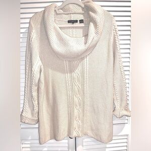 Cable knit Fisherman style Women’s sweater Ivory 1X